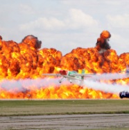 Ford Mustang and aircraft race