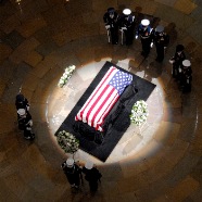 Pres Ford casket in US Capitol Rotunda.