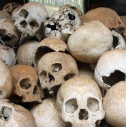 Remains of killing field in Cambodia