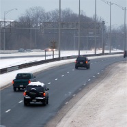 Cars on HWY after snow storm