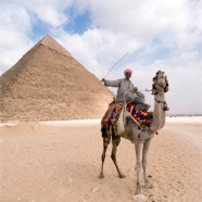 Camel rider and Chephren Pyramid